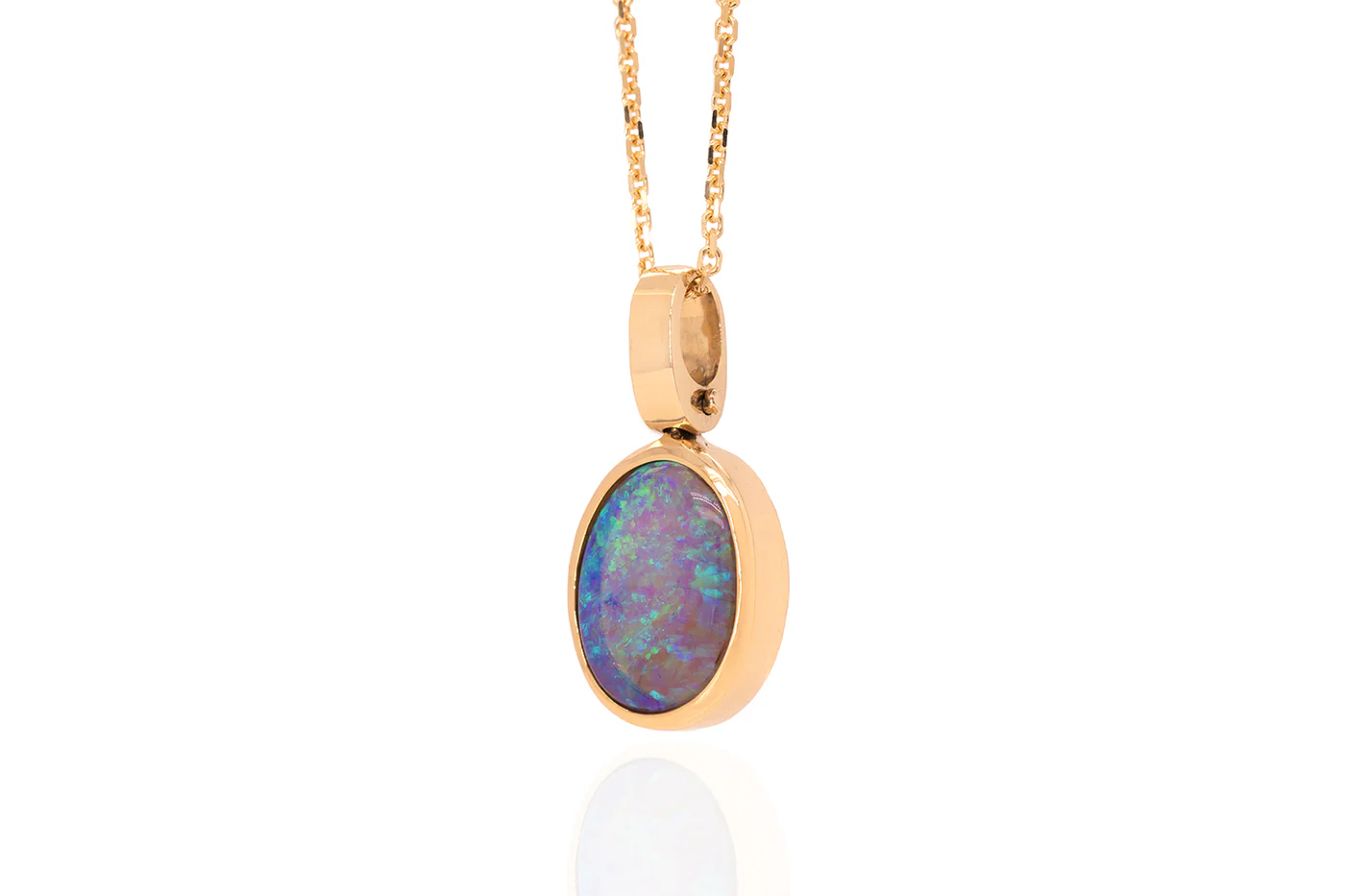Tatiana — 18kt Yellow Gold 2.58 ct Crystal Opal Pendant - Image 4